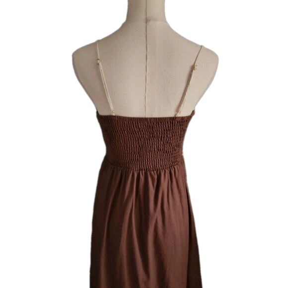 Mon Renn Fresco Embroidered Hemline Sundress Maxi Dress Linen Blend Small - Picture 9 of 11